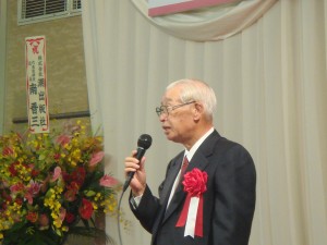 喜寿を迎えられ益々お元気にご活躍の新田平牧グループ会長「平田牧場三元豚の奇跡」出版記念祝賀会でご挨拶