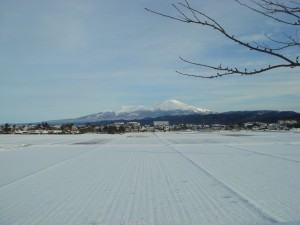 2011年元旦最上川堤防からの鳥海山、今年は良いことがありそうです