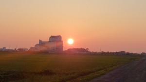 カントリーエレベーターと夕陽がとても美しい夕暮れでした